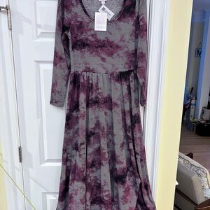 NEW Ladies Size Small LuLaRoe Long Sleeve Dress in Purple & Black NEW with Tags